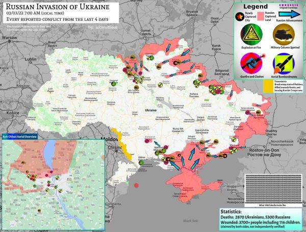 Harta ofensivei ruseşti în Ucraina din ultimele patru zile